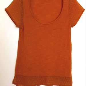 Lucky Brand scoop neck cap sleeve top Burnt Orange size S